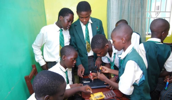 Students learning technology and vocational skills